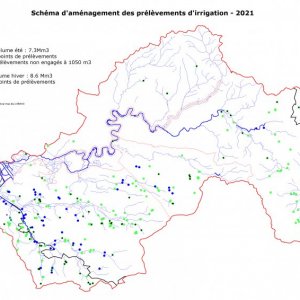 Etat des prélèvements d?irrigation - été 2021 : 200 points